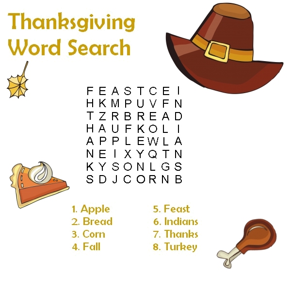 Кроссворд «Поиск слов» (Word Search)» к Дню Благодарения (Thanksgiving