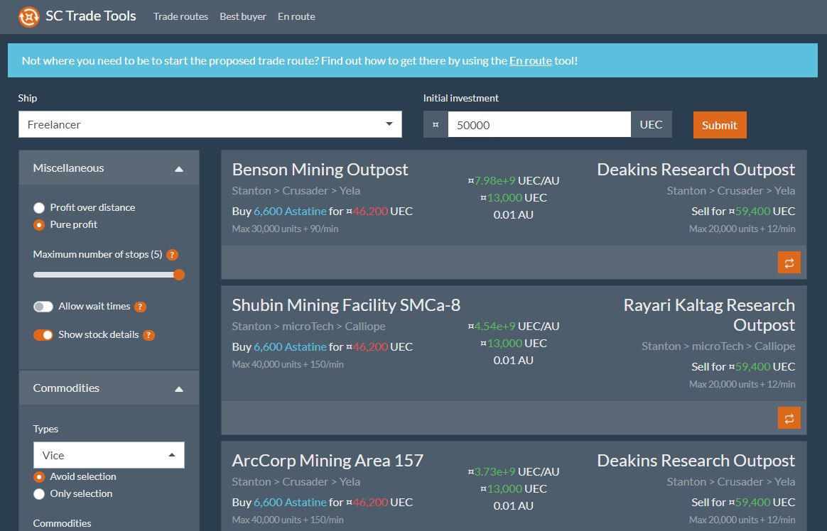 Citizen spotlight SC Trade Tools Optimized Star Citizen trade