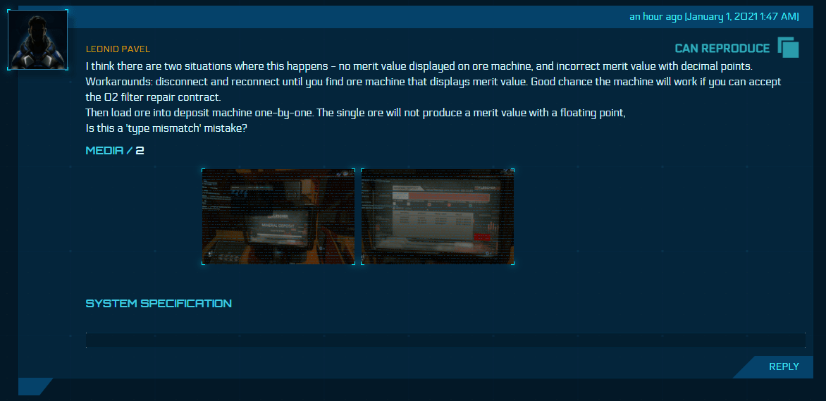 Prison ore deposit terminals not working 8 months and 35 IC reports