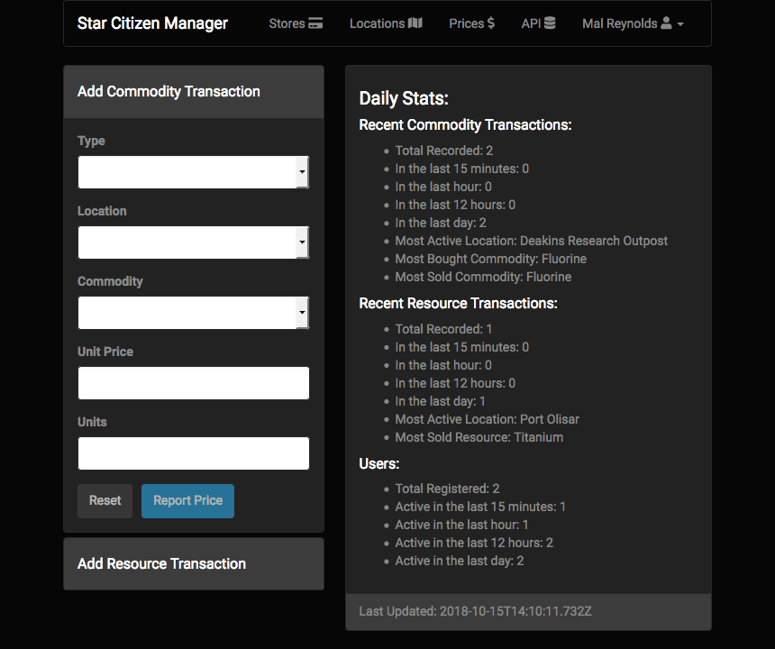 Citizen spotlight Trading/Mining webapp and Restful API Roberts