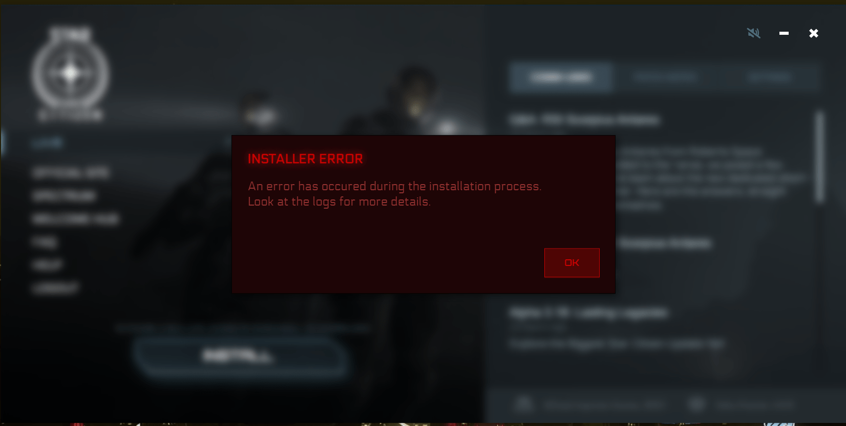 Can't Install the Game (3.18) Star Citizen Spectrum