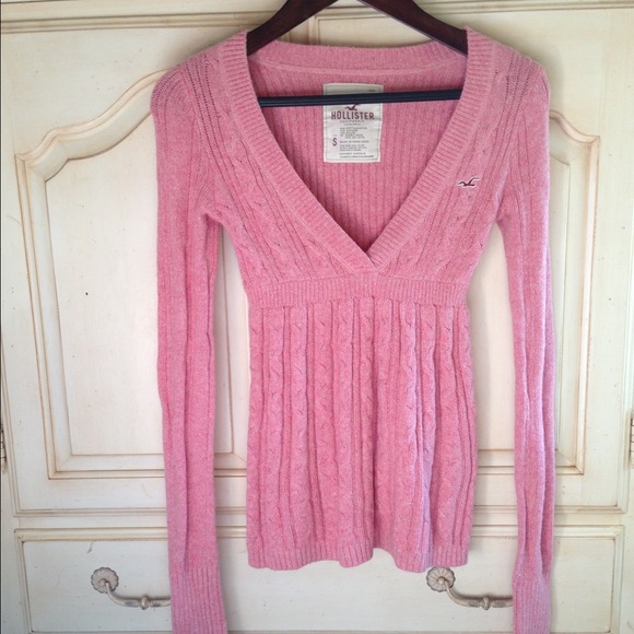 Hollister Sweaters Pink V Neck Babydoll Style Sweater Poshmark