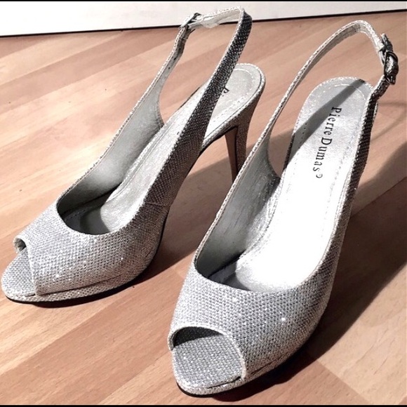 Pierre Dumas Shoes Pierre Dumas Silver Sparkly Heels Evening