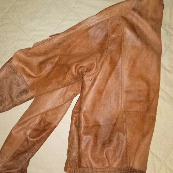 Austin Reed Jackets & Coats Mens Brown Leather Jacket Xl Weathered