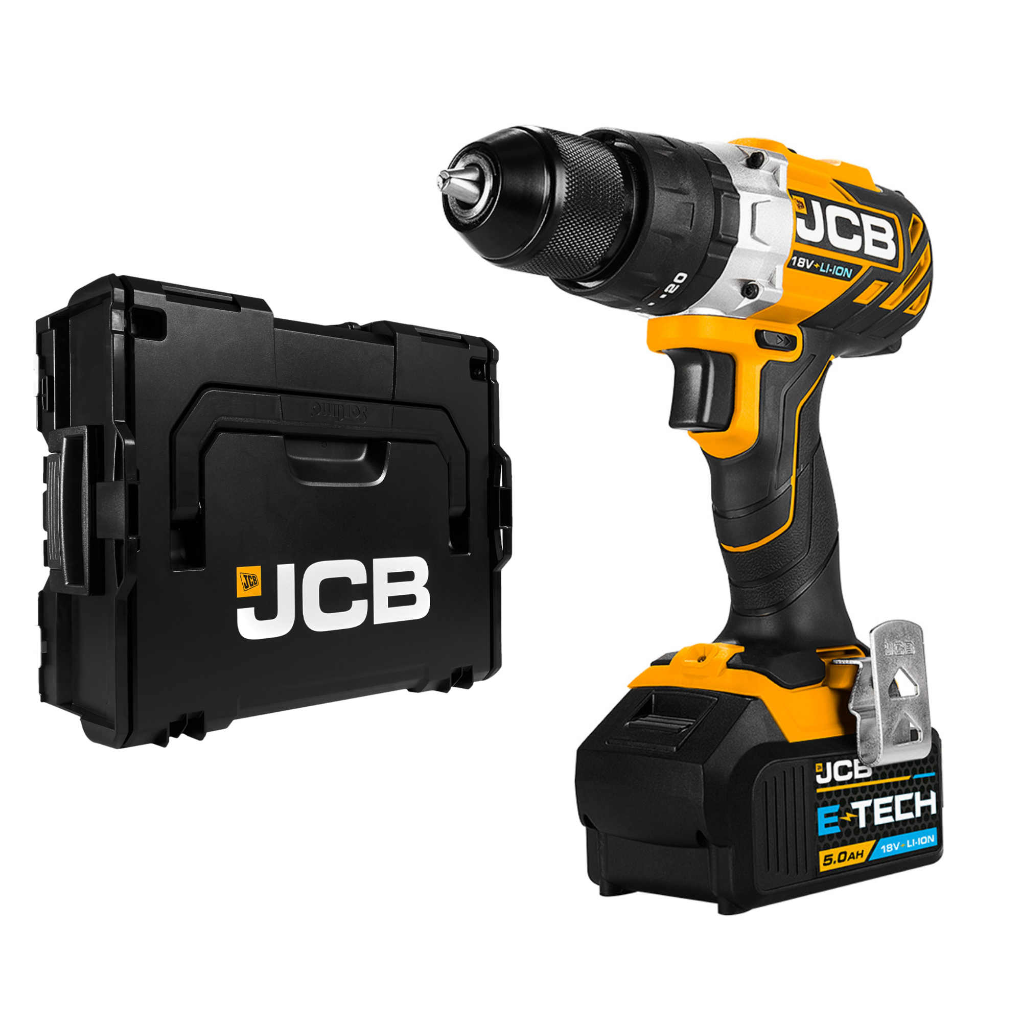 JCB 18V Brushless Combi Drill 5Ah Battery & LBOXX 136 · DTW Tools