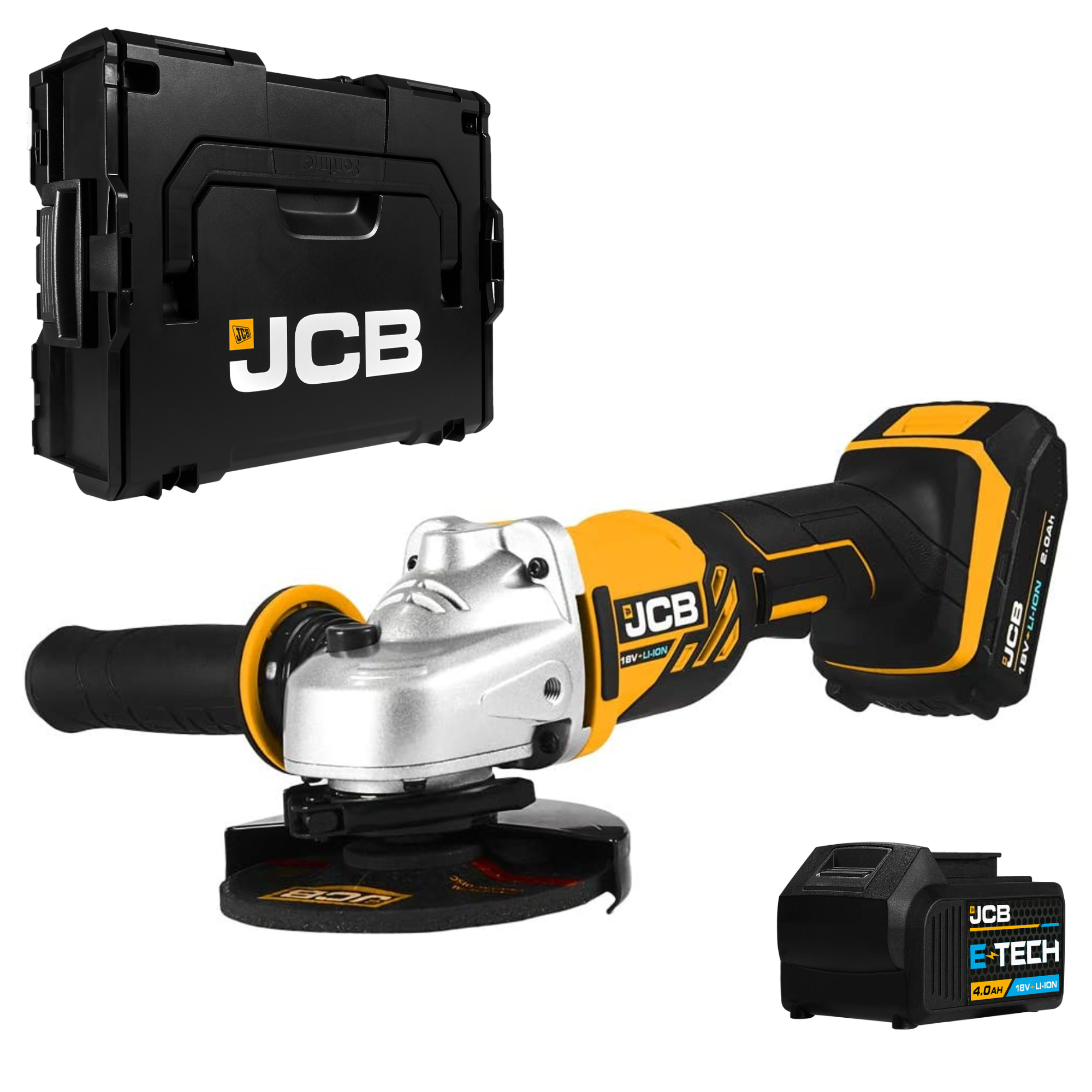 JCB 18V Angle Grinder 2 X 4Ah Batteries With LBOXX 136 Tool Case · DTW