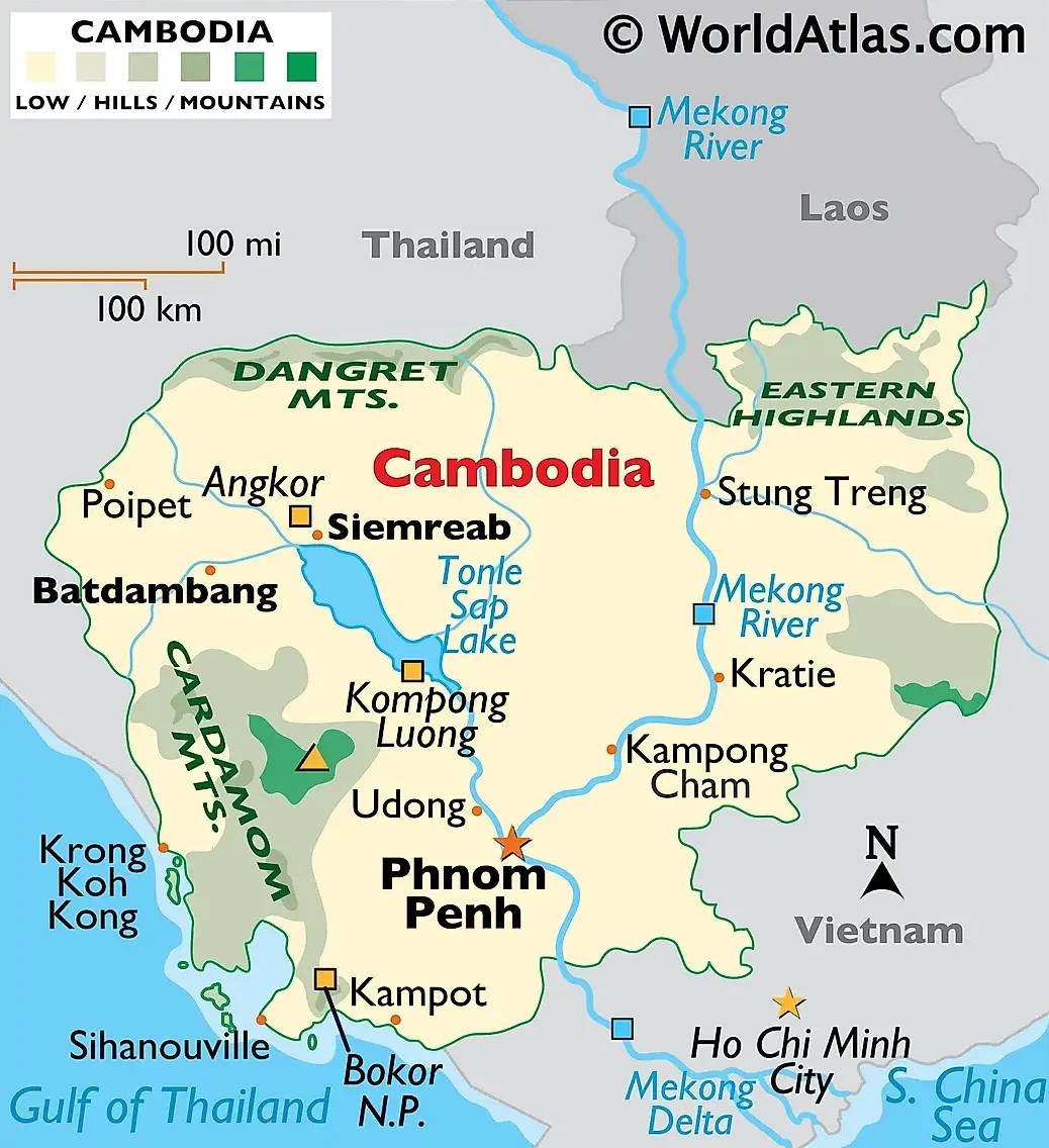 Bản đồ, thông tin Campuchia năm 2023 (Cambodia Map, ផែនទីកម្ពុជា។)