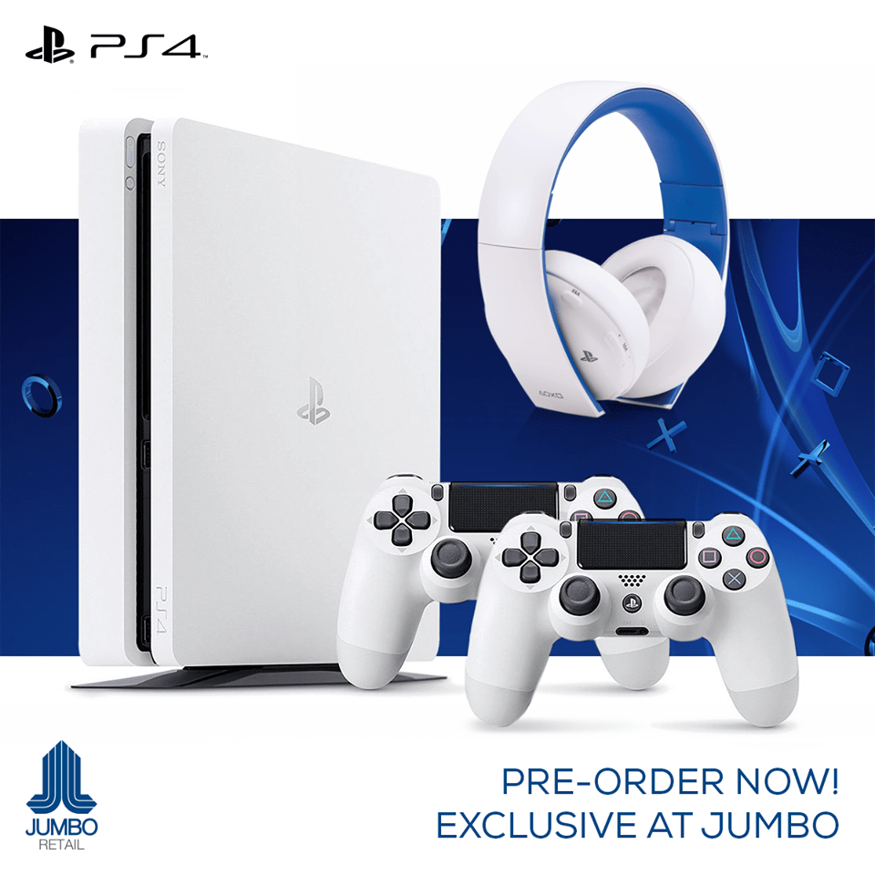 Pre Order Sony PS4 Slim 500GB White Bundle Offer at Jumbo Online