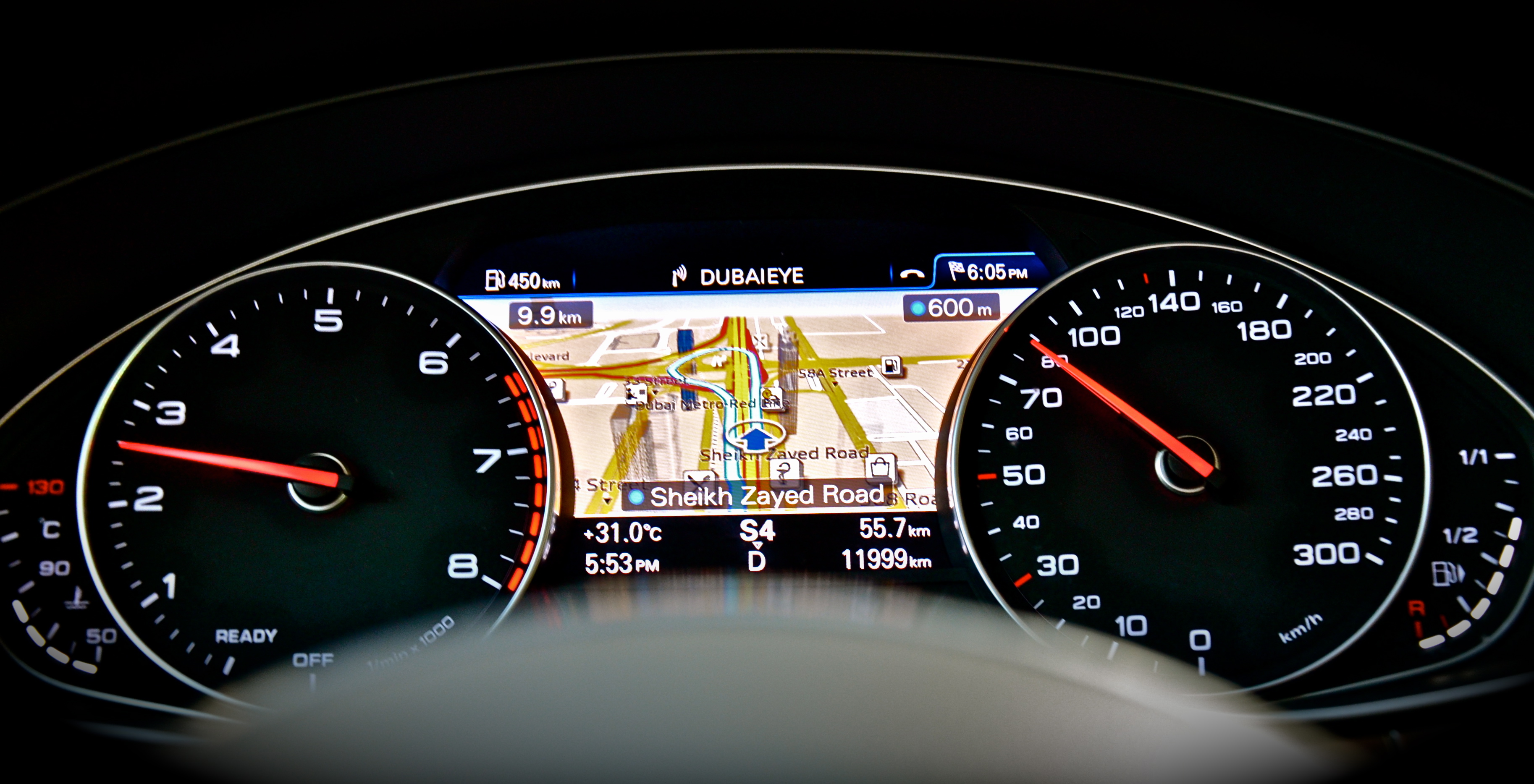 Audi navigation next to speedometer