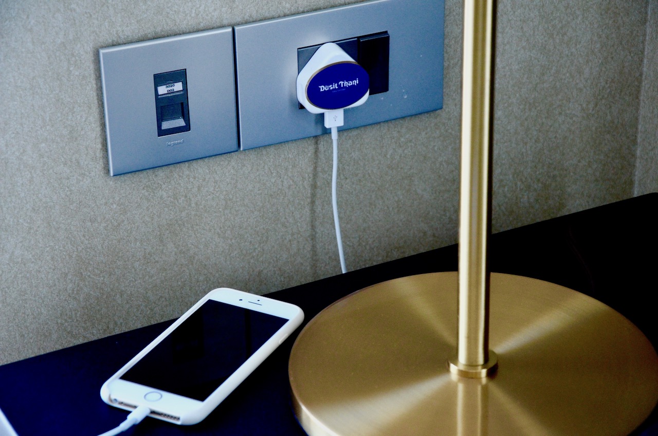 Complimentary genuine Apple iphone charger provided by the hotel