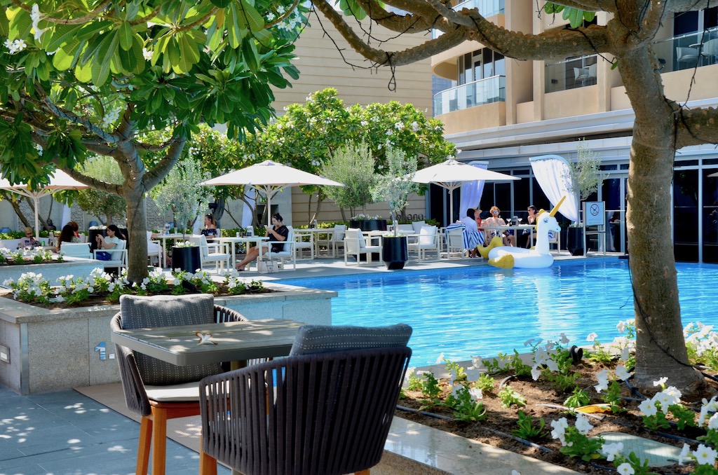 outdoor seating at Cabana, Address Dubai Mall