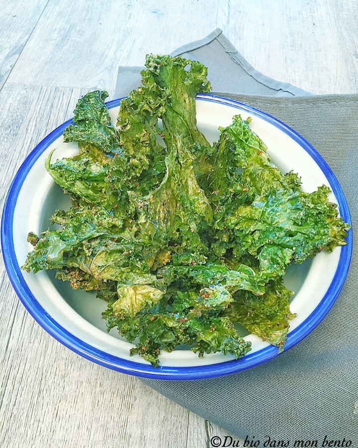 Chips de chou kale aux épices du bio dans mon bento