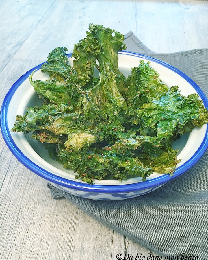 Chips de chou kale aux épices du bio dans mon bento