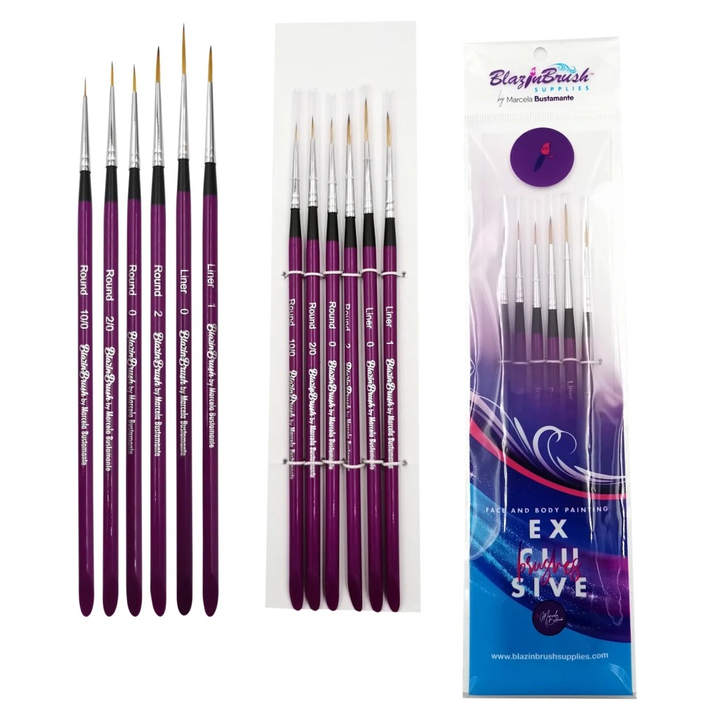 Blazin Brush Face Painting Brush by Marcela Bustamante Set of 6