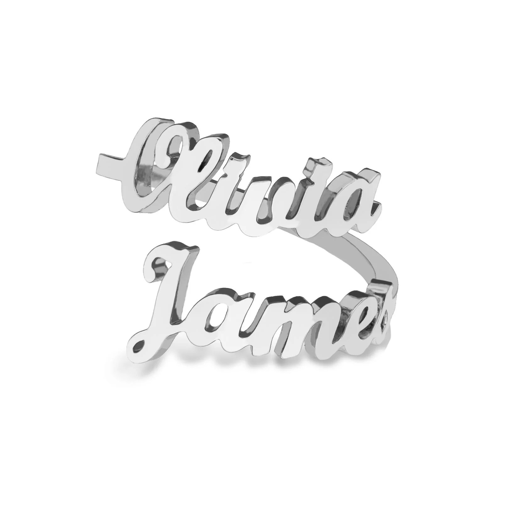 Two names ring silver DUCETT