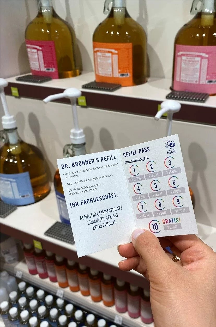 RefillStation Dr. Bronner's in the biggest Alnatura of Switzerland