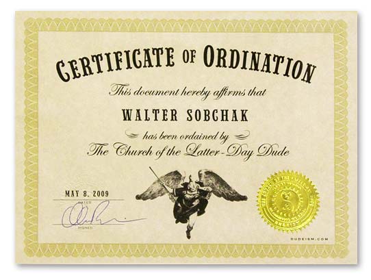Ordination Form Dudeism