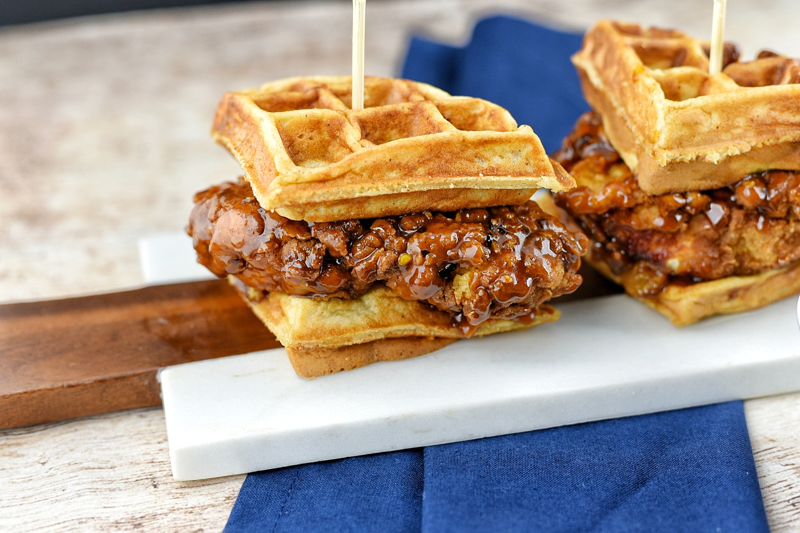 Sweet & Sticky Chicken Waffle Sliders Dude That Cookz