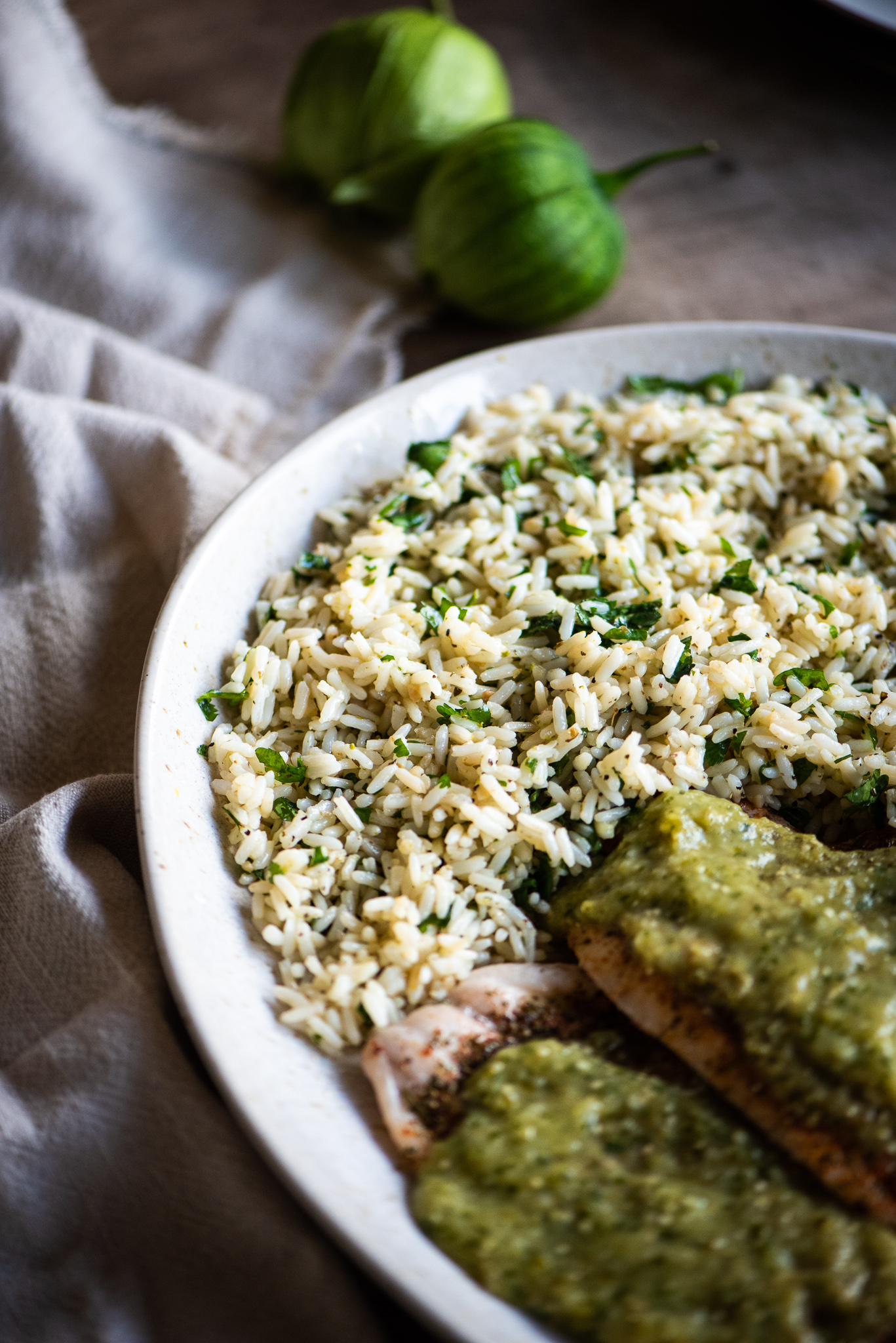 Salsa Verde Flounder with Cilantro Lime Rice Recipe Dude That Cookz