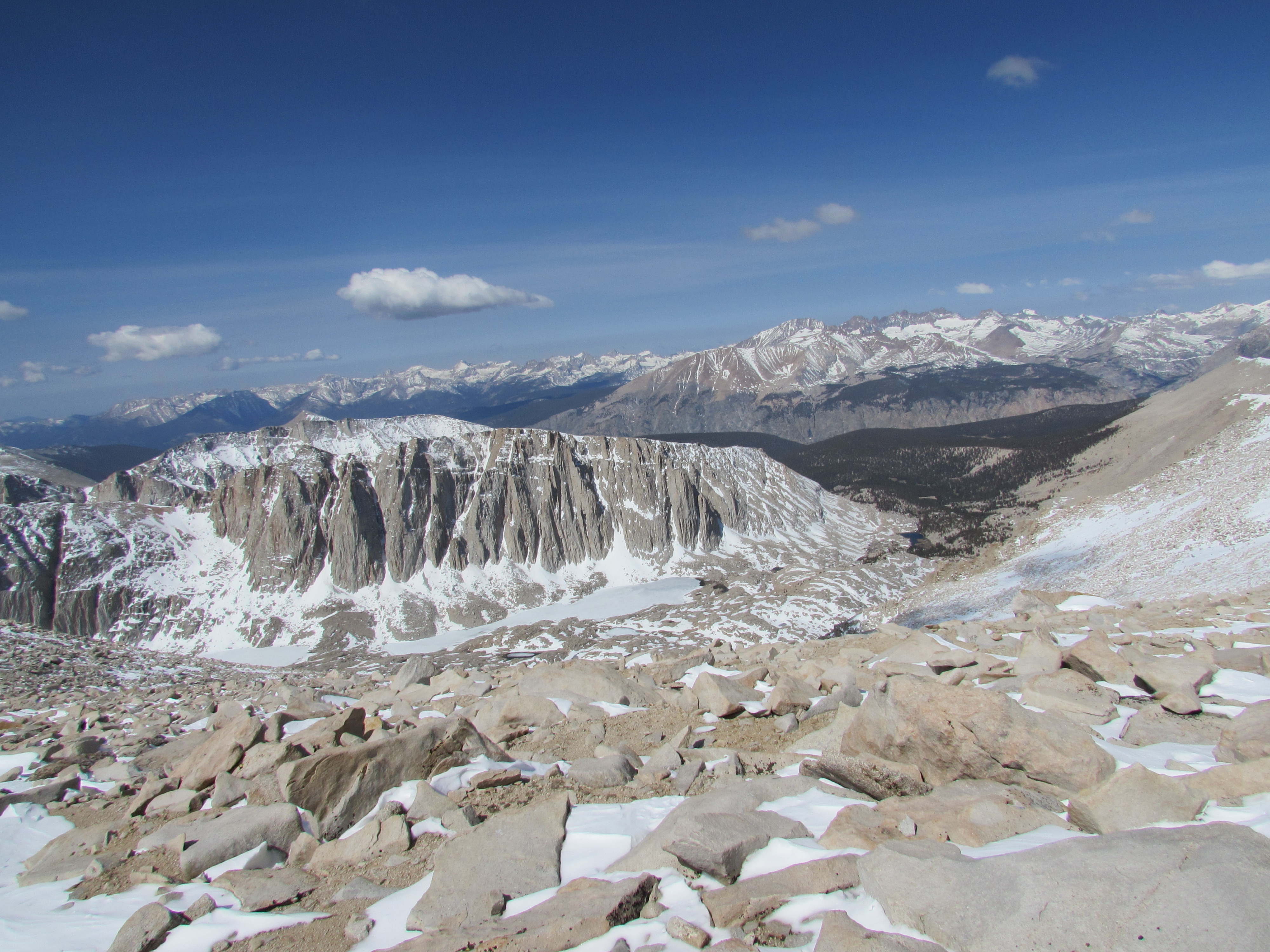 view from the summit of mount whitney at 14,505 feet