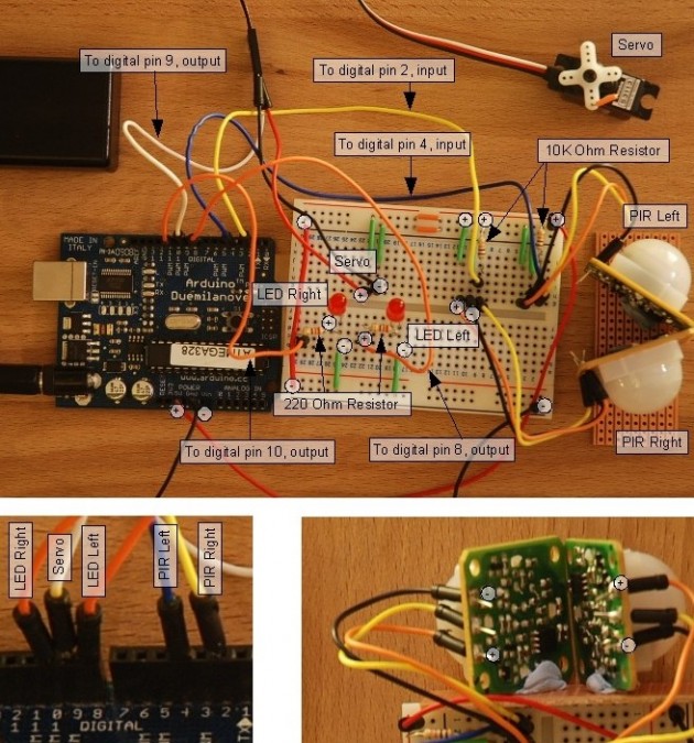 Arduino (Very) Basic motion tracking with 2 PIR sensors duino