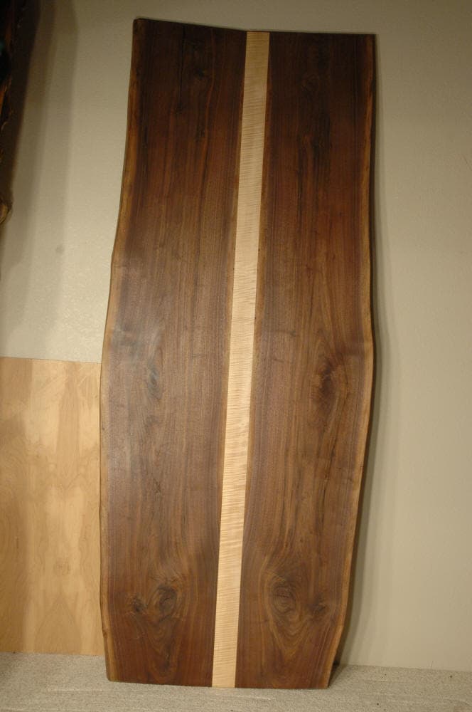 BOOKMATCHED SLAB TABLE TOPWALNUT w/CURLY MAPLE CENTER Dumonds Custom