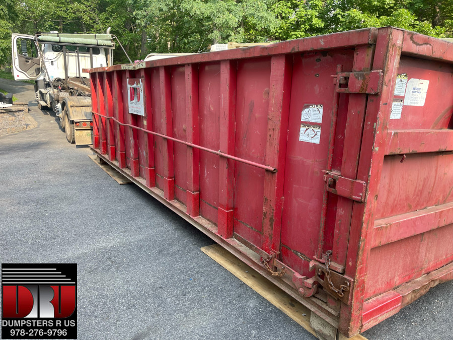 Delivery of 30 Yard Dumpster Rental for Basement Clean Out in Windham
