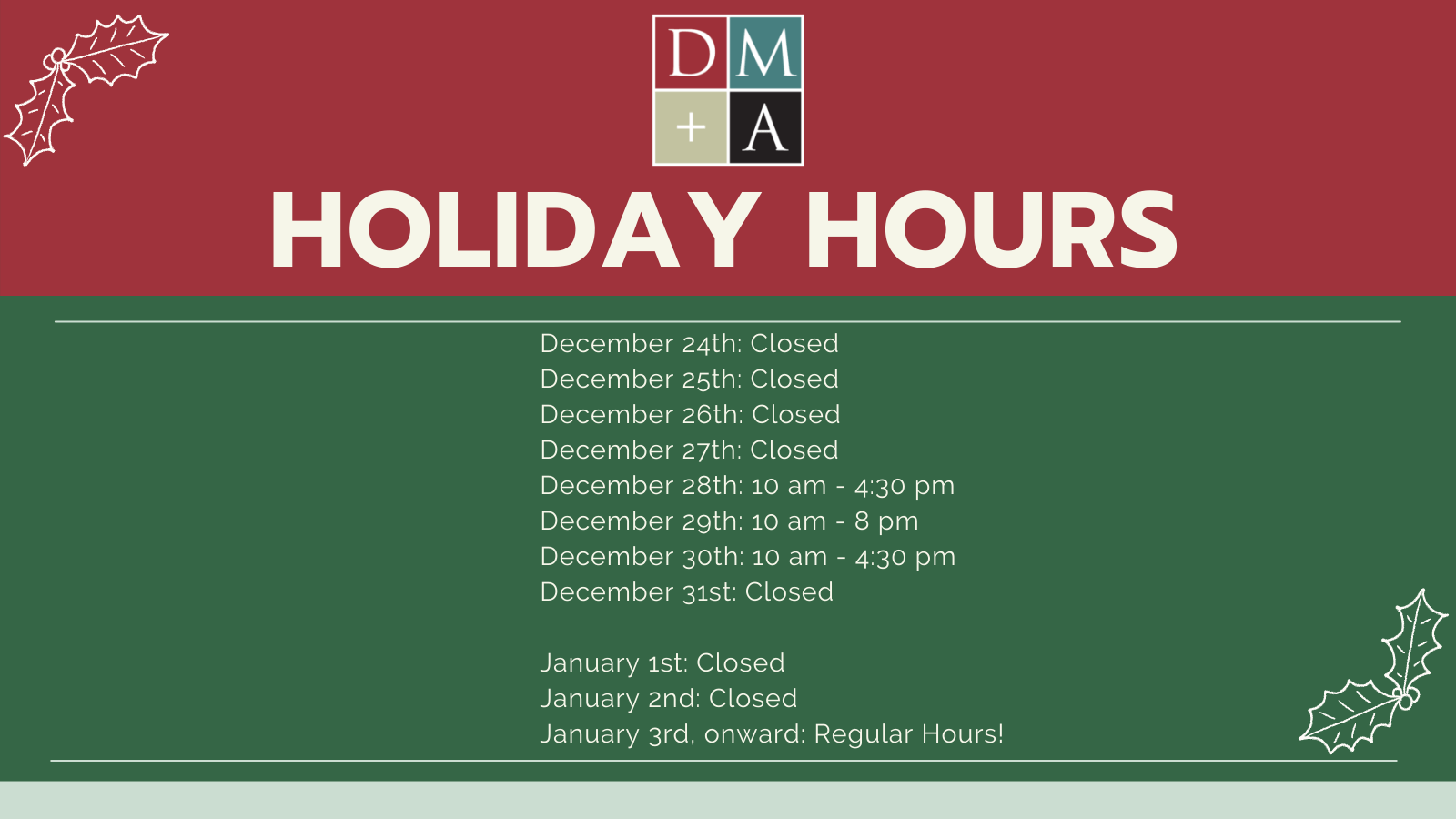 Holiday Hours Dundas Museum & Archives