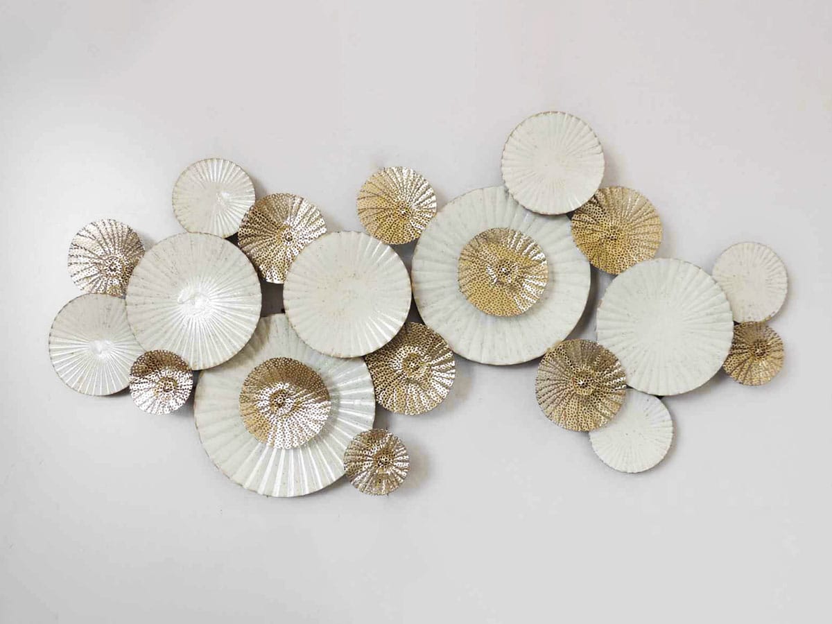 METAL WALL ART WHITE & GOLD CIRCLES Dunn's Electrical