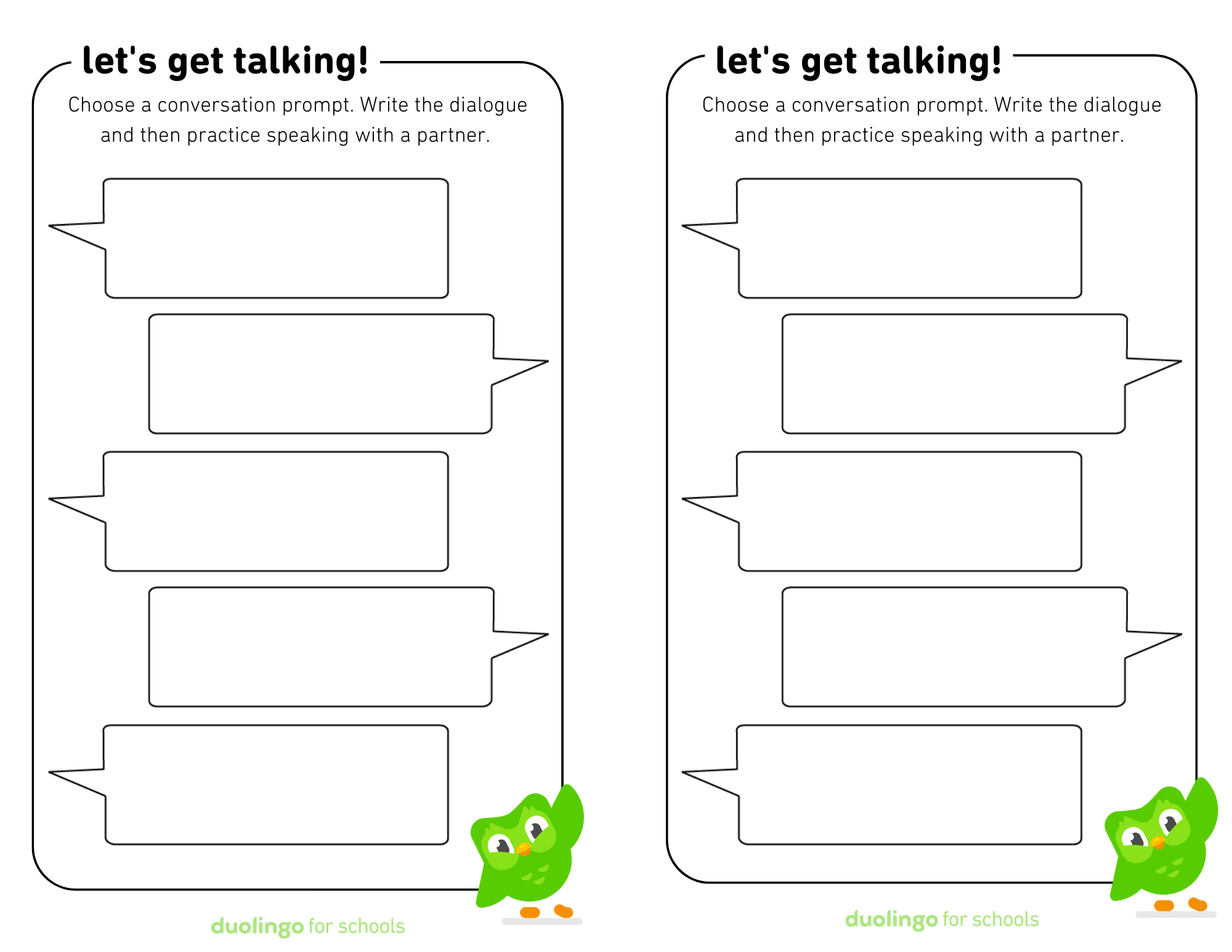 Let's get talking dialogue writing Duolingo for Schools