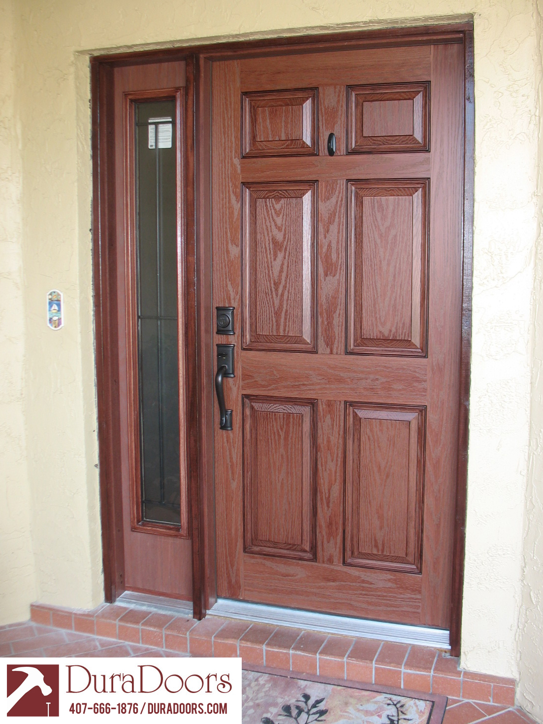 Plastpro Woodgrain Door with ODL Craftsman Style Madison Sidelight