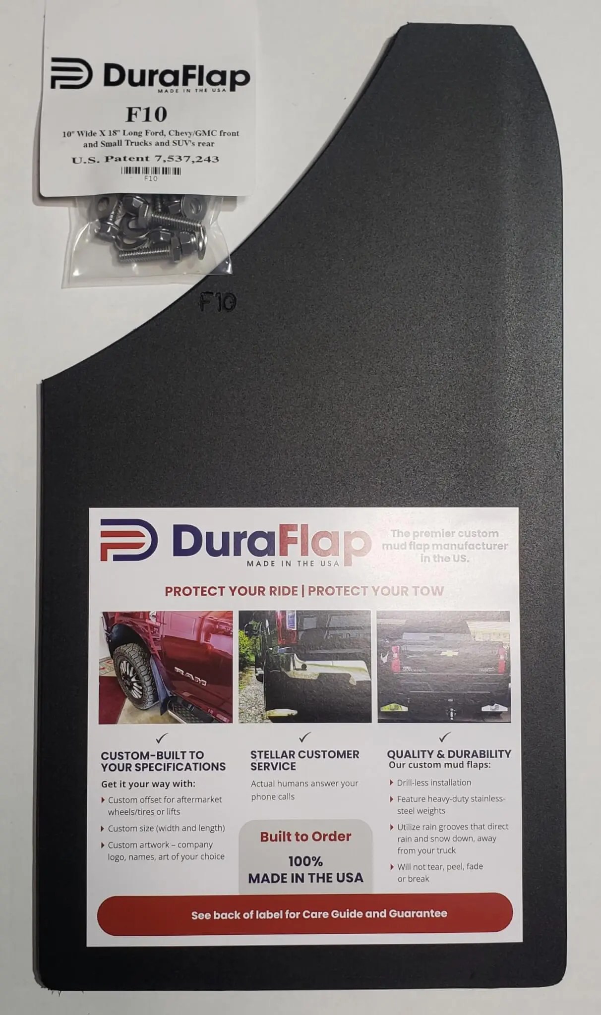 Duraflap Universal 10 Inch Front Custom Mud Flaps & Weights