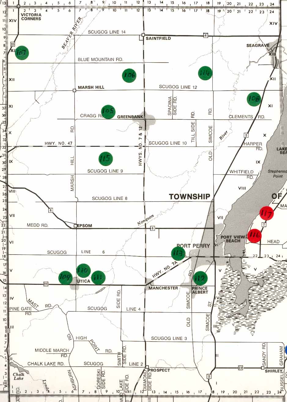 Map of Scugog Township West (formerly Reach Township)