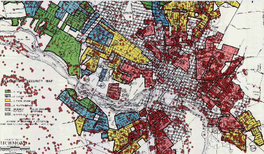Richmond Vacant Property Interactive Dot Map w/ HOLC Redlining Map