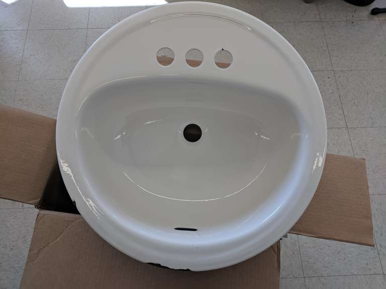 Bootz Laurel Round DropIn Bathroom Sink, White 19 In H X 19 In W *Slight Damage Dutch Goat
