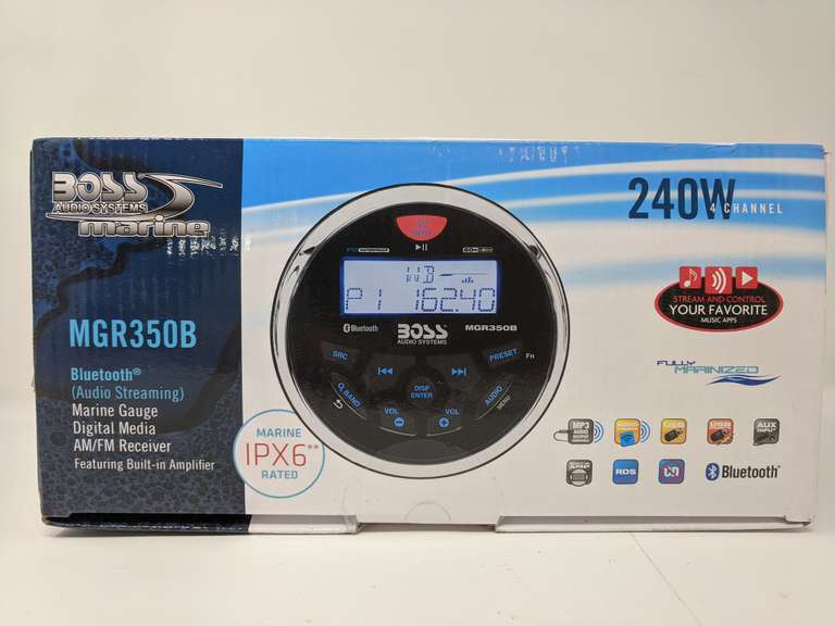 Boss Audio Systems Marine MGR350B Bluetooth Marine Gauge Digital Media