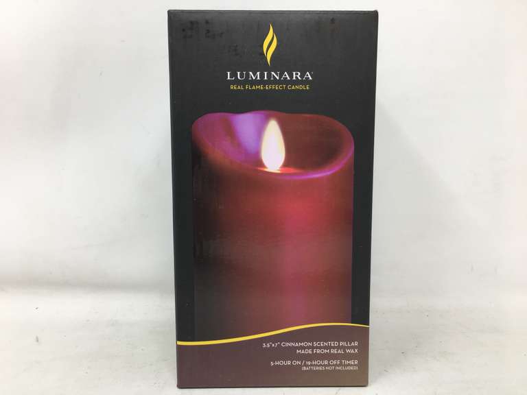 Luminara Real FlameEffect Candle Burgundy 3.5" x 7" Cinnamon