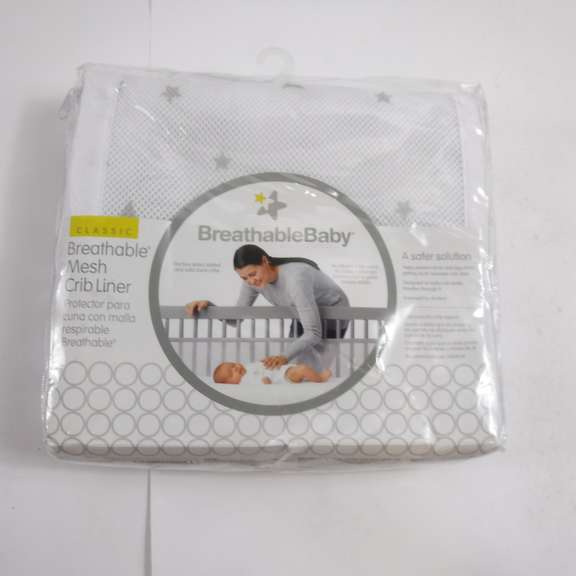 BreathableBaby Crib LIner Classic Breathable Mesh Starlight White Gray