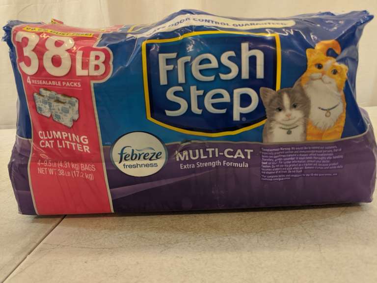 Fresh Step Clumpy Cat Litter 4/38 LBS Resealable Packs Dutch Goat