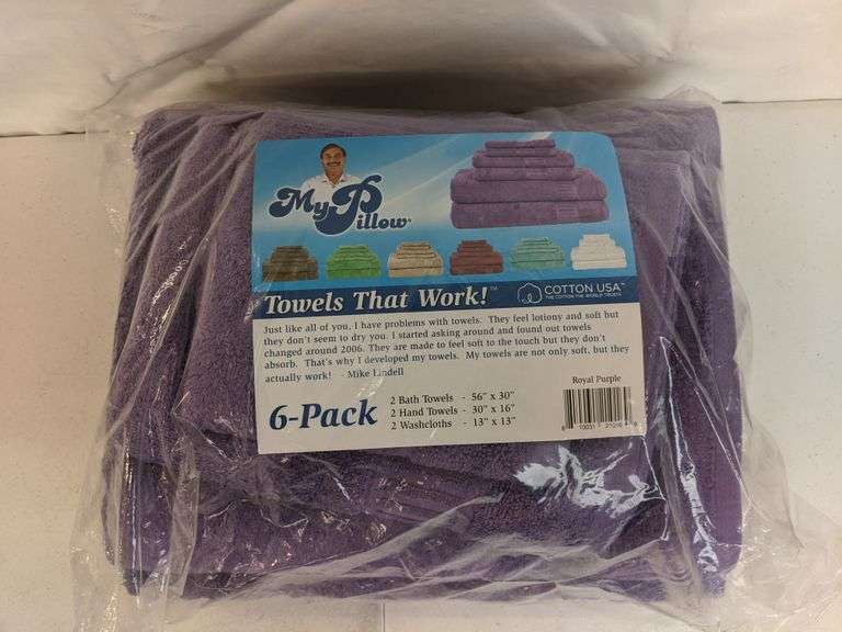 MyPillow Royal Purple 6Pack Towels Dutch Goat