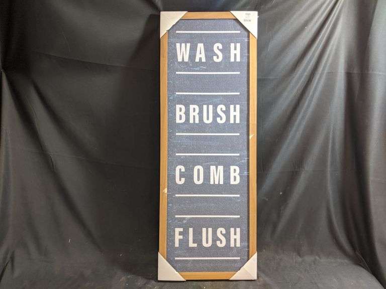 Kirkland "Wash Brush Comb Flush" 37.5" x 13.5" Sign Dutch Goat