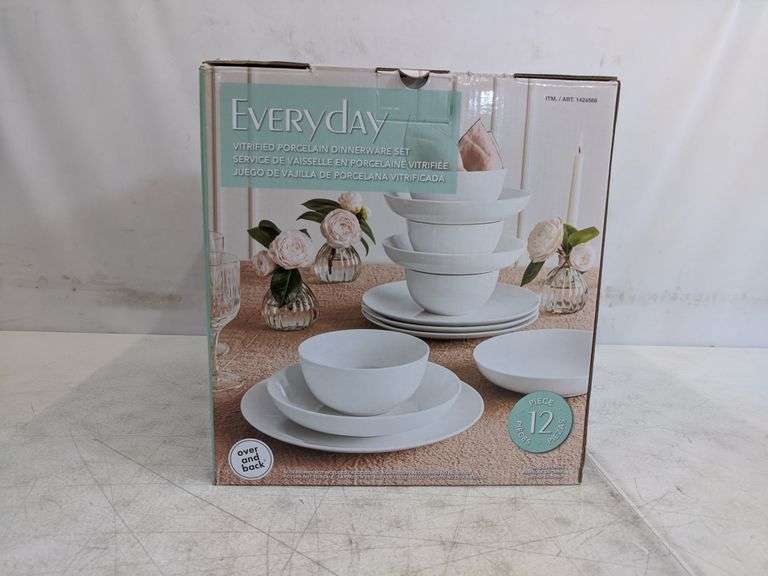 Over and Back Everyday Vitrified Porcelain Dinnerware Set 12 Pieces