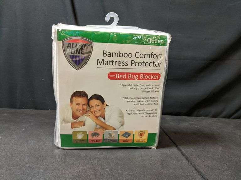 AllinOne Bamboo Comfort Mattress Protector with Bed Bug Blocker White, Queen Dutch Goat