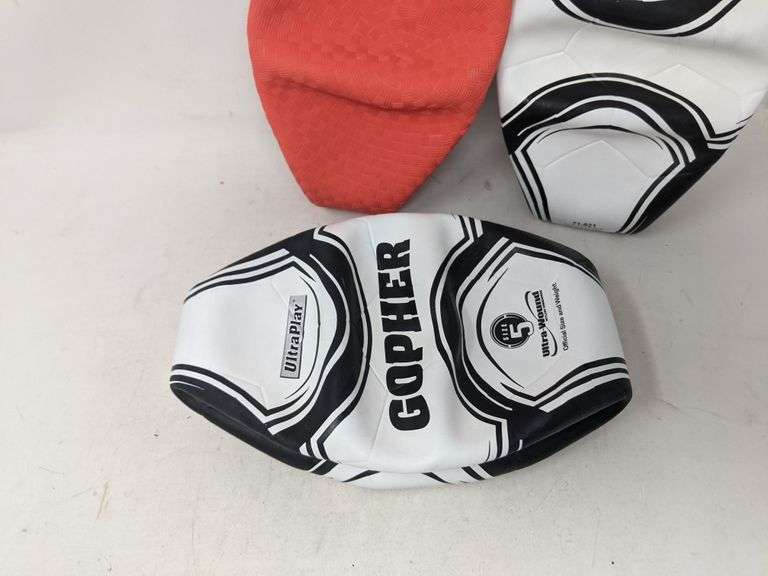 Assortment Of 3 Gopher Soccer Balls And Kickball Dutch Goat