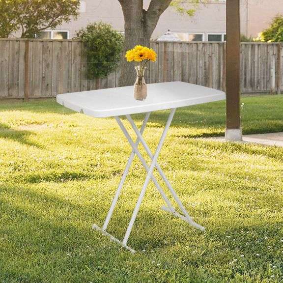 Square Height Adjustable Card Table/Laptop Computer Desk, White Dutch