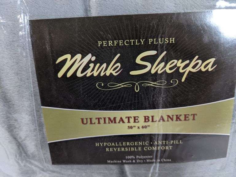 Perfectly Plush Mink Sherpa Ultimate Blanket Gray 50" x 60" Dutch Goat