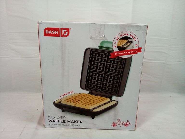 Dash, NoDrip 4Slice Waffle Maker, 1200W, Aqua Dutch Goat