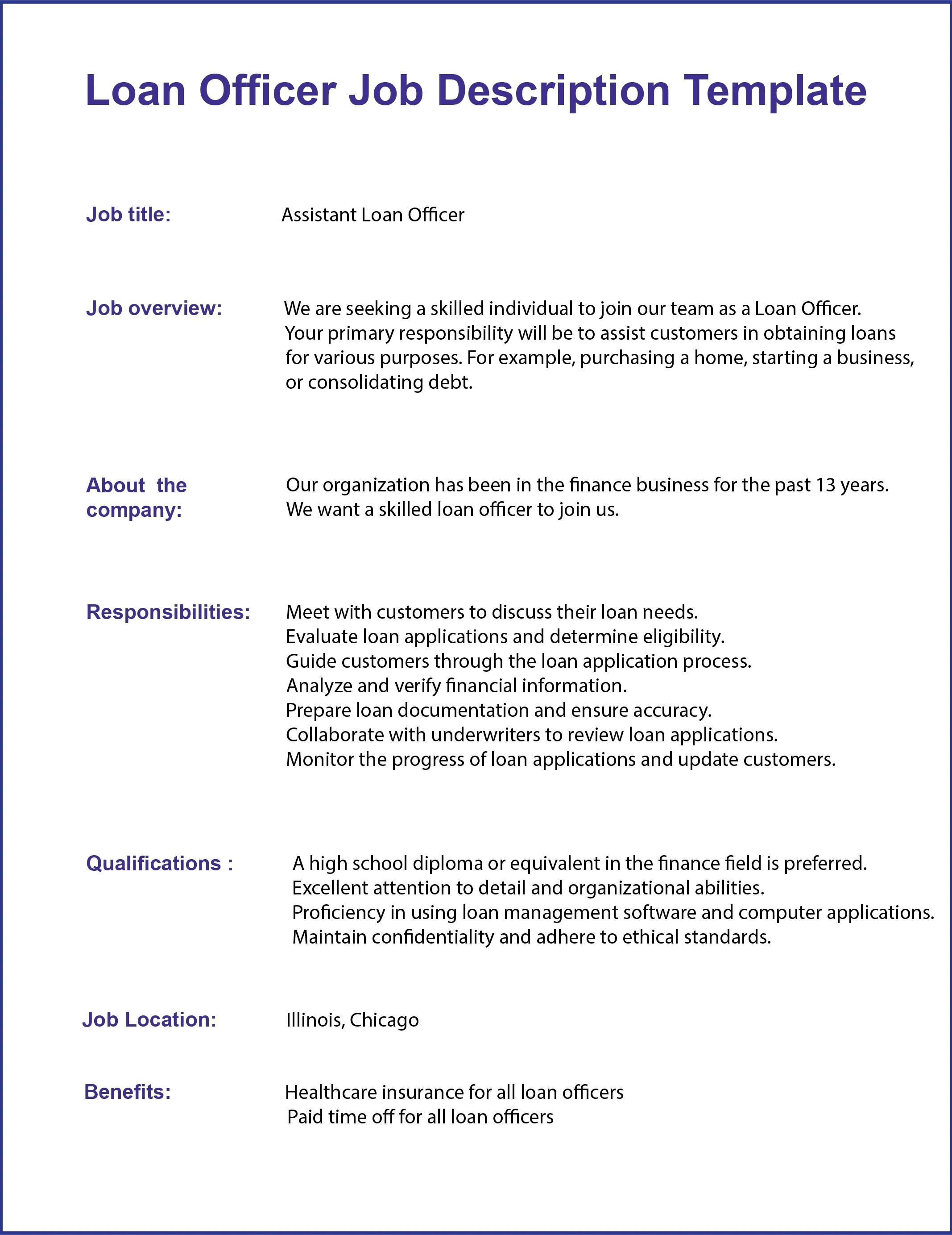 What is a Loan Officer Job Description?