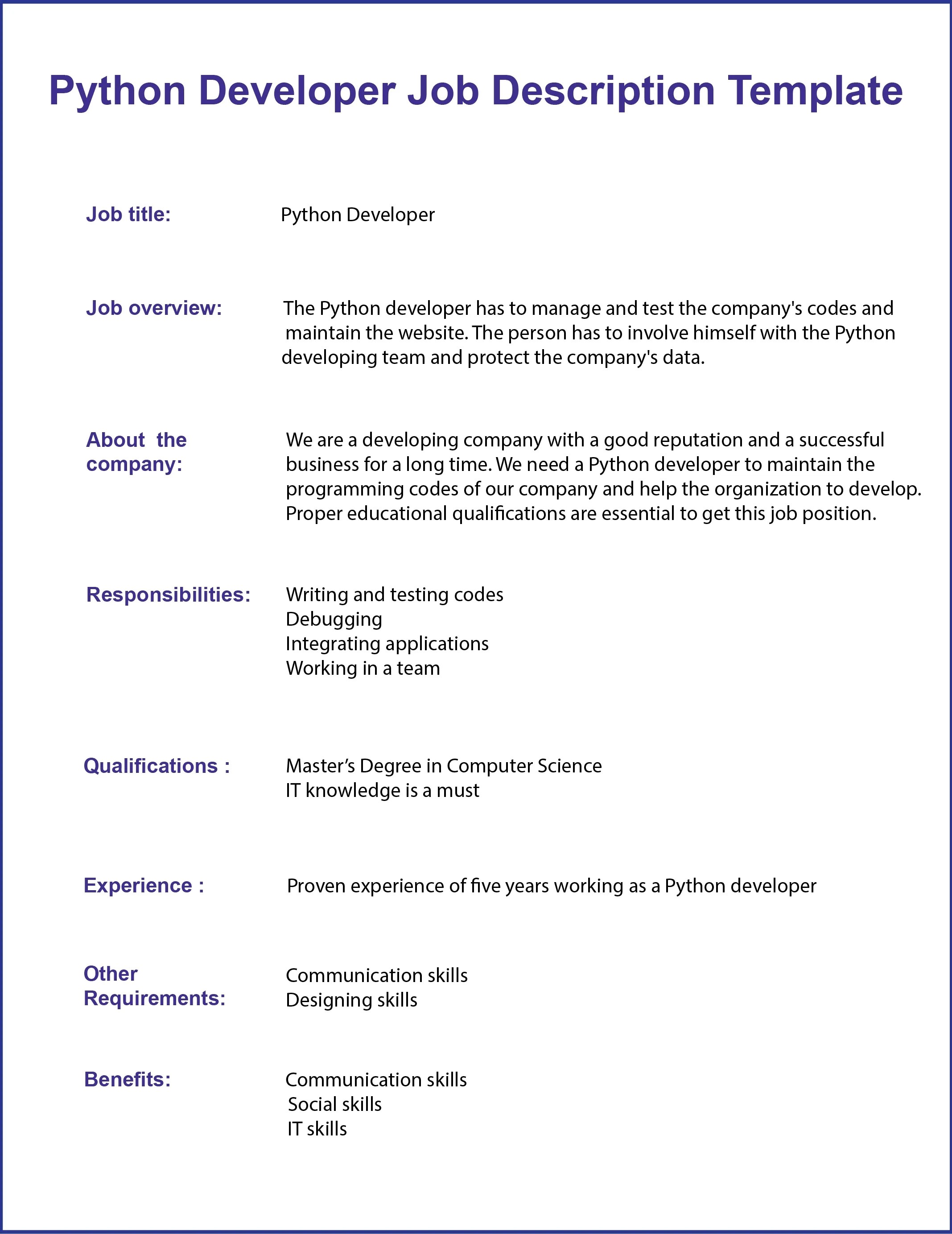 What is a Python Developer Job Description?