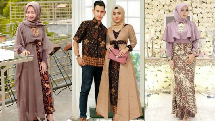 Model Gamis Batik Kombinasi Polos Terbaru 2021